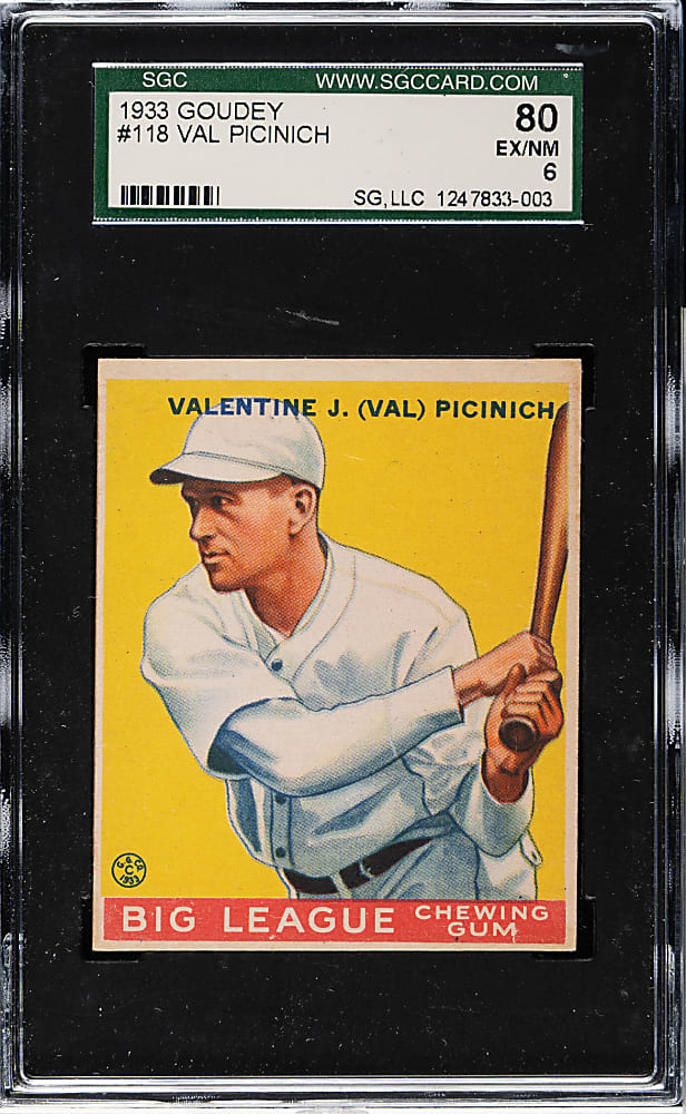 1933 R319 Goudey #118 Val Picinich SGC EX/NM 80