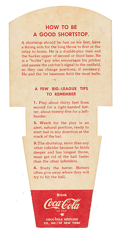 1952 Coca-Cola Playing Tips Pee Wee Reese