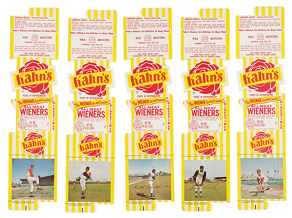 1968 and 1969 Kahn's Wieners Full Panel Collection (11) Including Joe Torre and Billy Williams