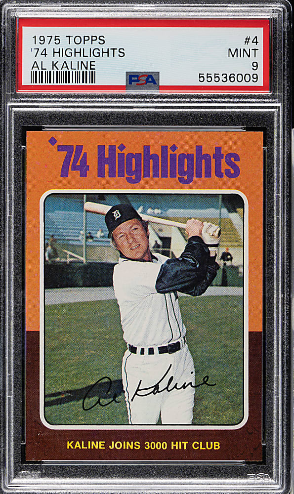1975 Topps #4 Al Kaline Highlights PSA MINT 9