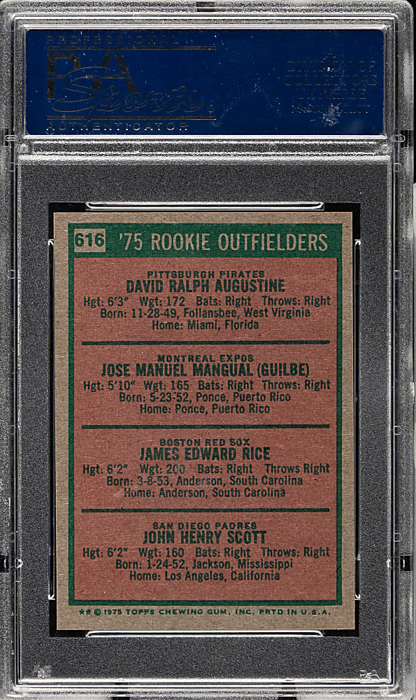 1975 Topps Mini #616 Jim Rice Rookie PSA MINT 9