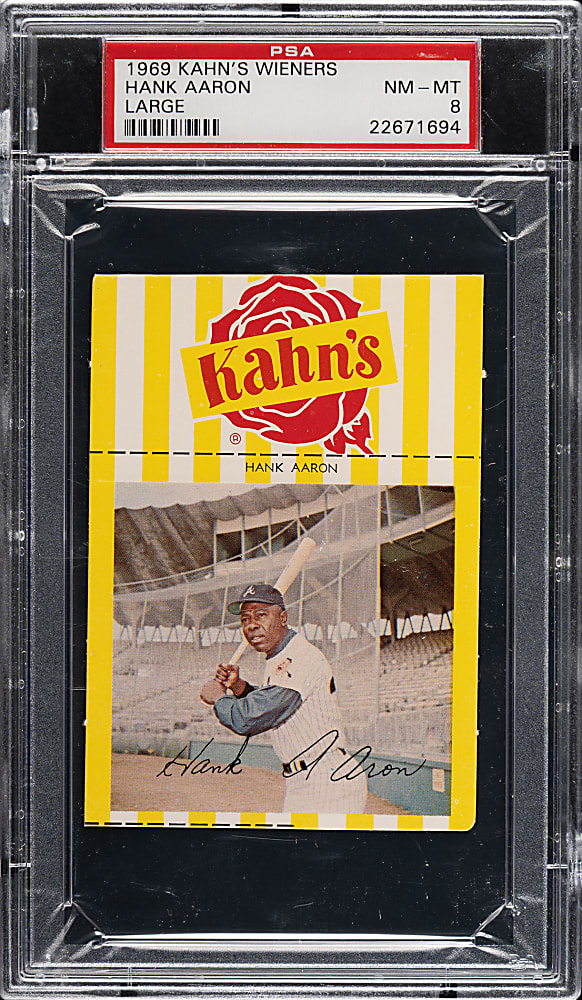1969 Kahn's Wieners Hank Aaron Large PSA NM-MT 8