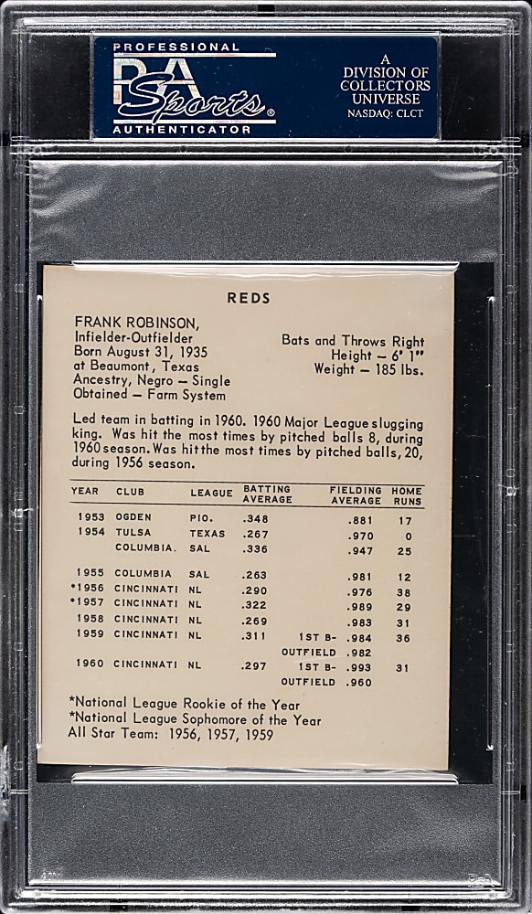 1961 Kahn's Wieners Frank Robinson PSA EX-MT 6
