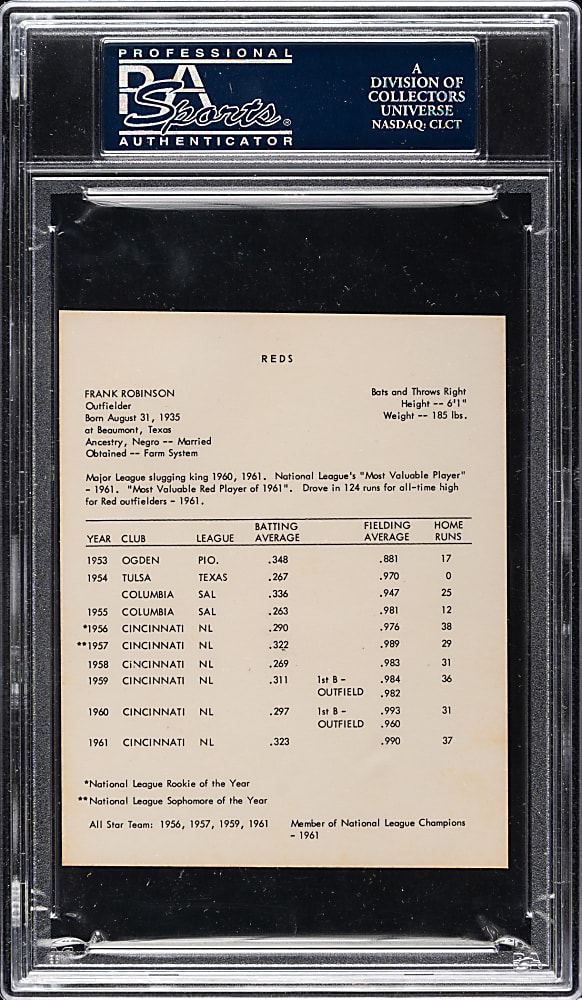1962 Kahn's Wieners Frank Robinson PSA NM-MT 8