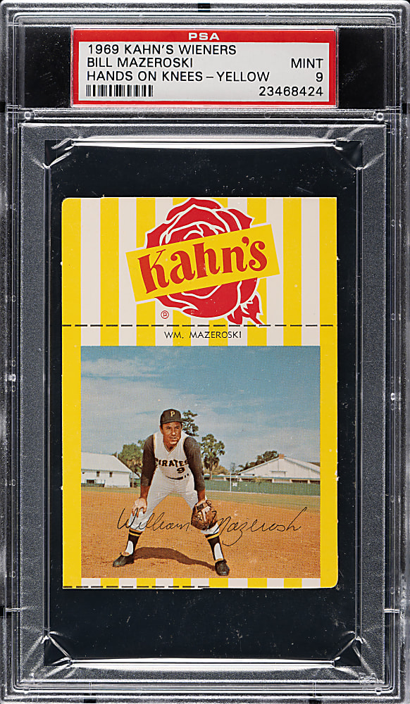 1969 Kahn's Wieners Bill Mazeroski Yellow PSA MINT 9