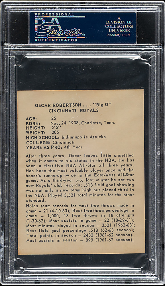 1963-1964 Kahn's Wieners Basketball Oscar Robertson PSA NM-MT 8