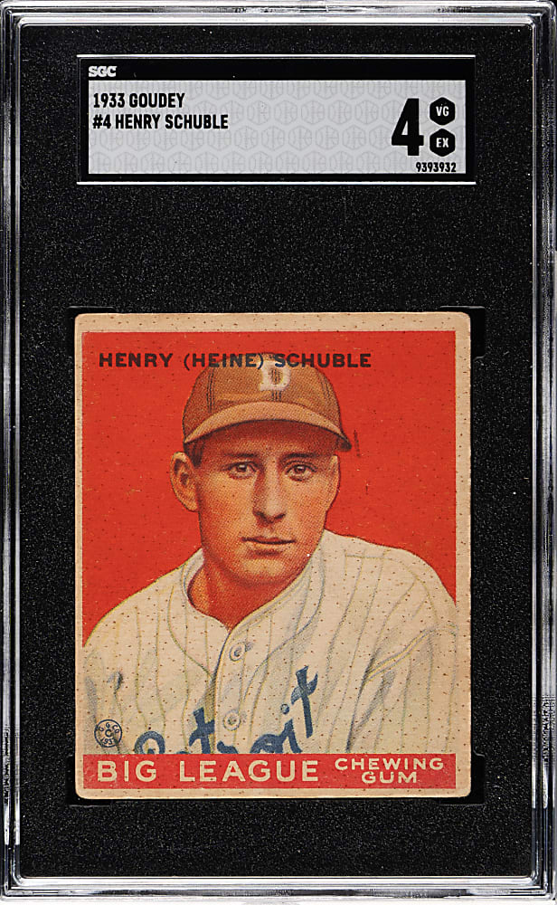 1933 R319 Goudey #4 Heinie Schuble SGC VG/EX 4