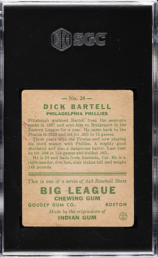 1933 R319 Goudey #28 Dick Bartell SGC VG/EX 4