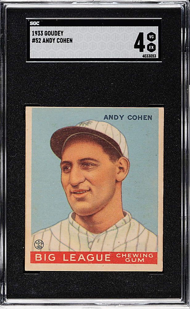 1933 R319 Goudey #52 Andy Cohen SGC VG/EX 4