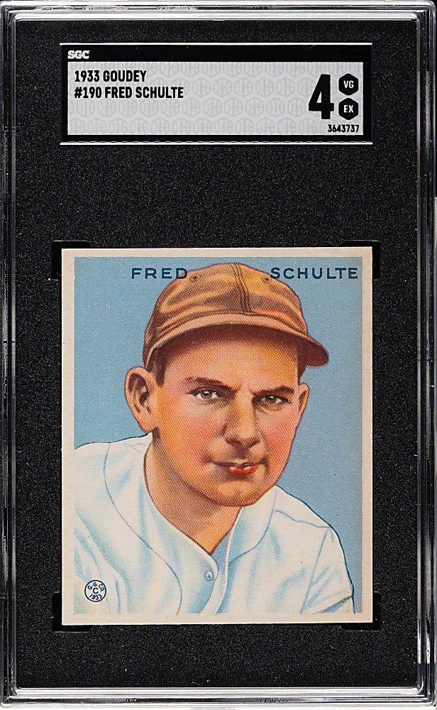1933 R319 Goudey #190 Fred Schulte SGC VG/EX 4