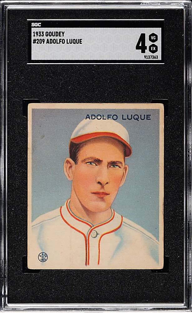 1933 R319 Goudey #209 Adolfo Luque SGC VG/EX 4