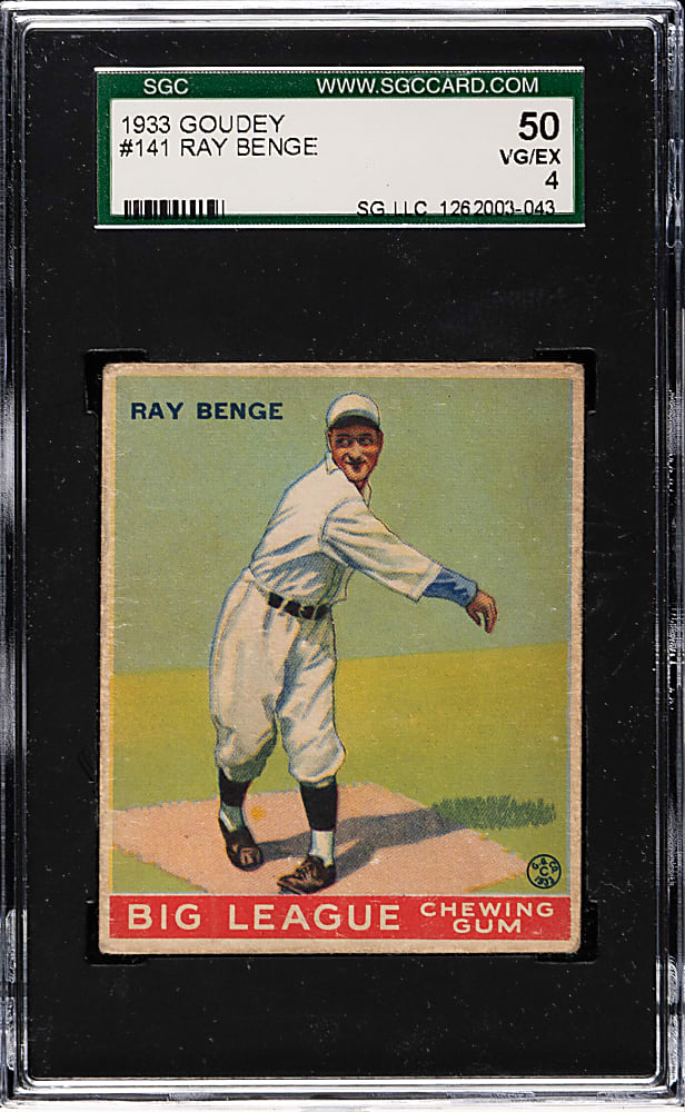 1933 R319 Goudey #141 Ray Benge SGC VG/EX 50