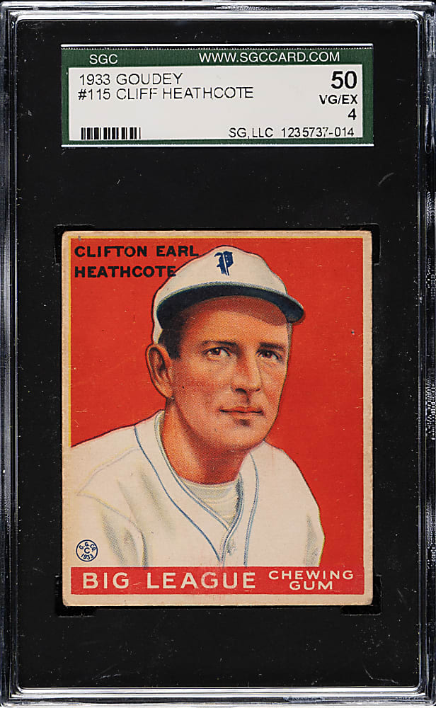 1933 R319 Goudey #115 Cliff Heathcote SGC VG/EX 50
