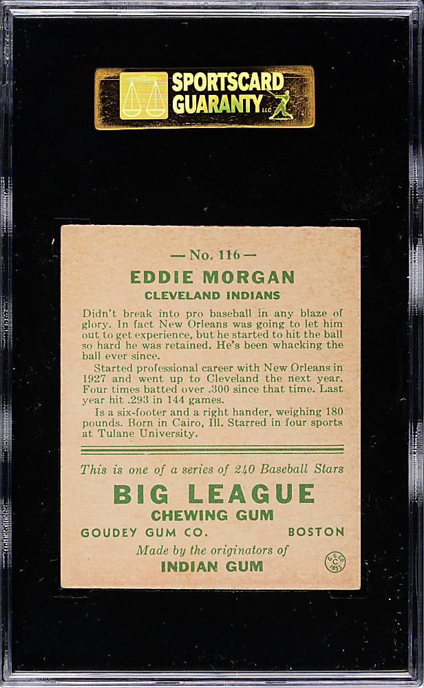 1933 R319 Goudey #116 Eddie Morgan SGC VG/EX 50