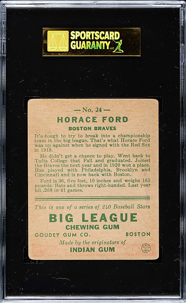 1933 R319 Goudey #24 Horace Ford SGC VG/EX 50