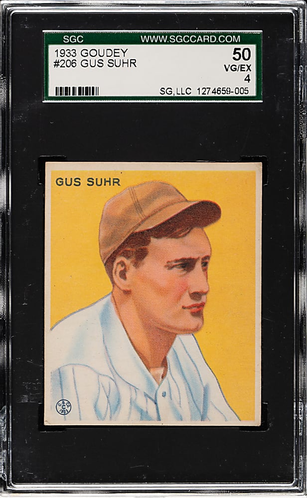 1933 R319 Goudey #206 Gus Suhr SGC VG/EX 50