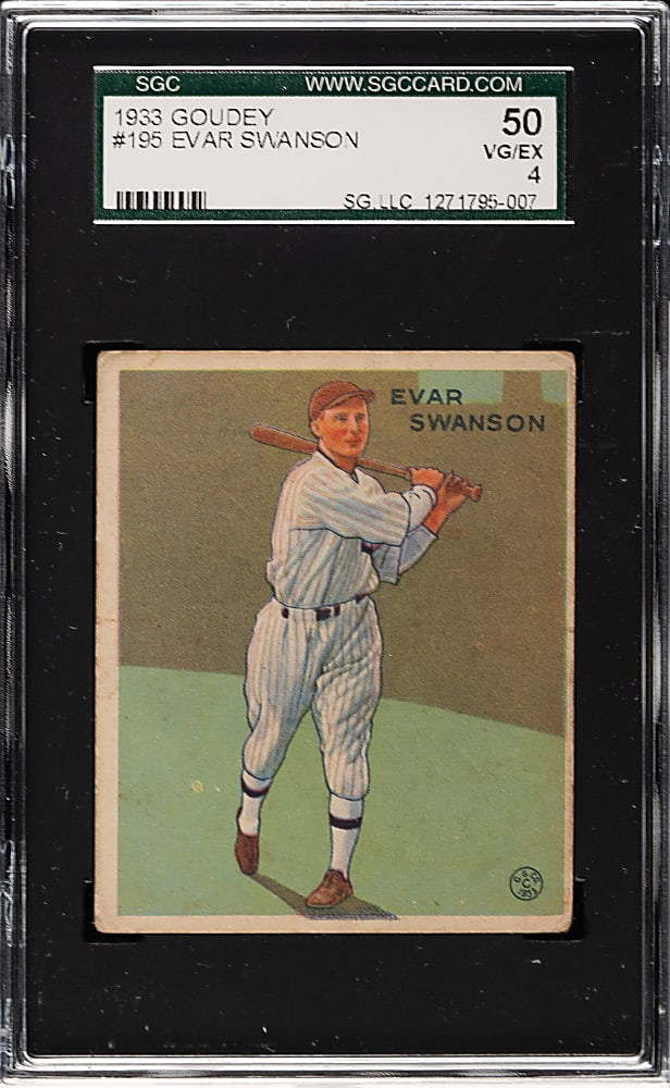 1933 R319 Goudey #195 Evar Swanson SGC VG/EX 50