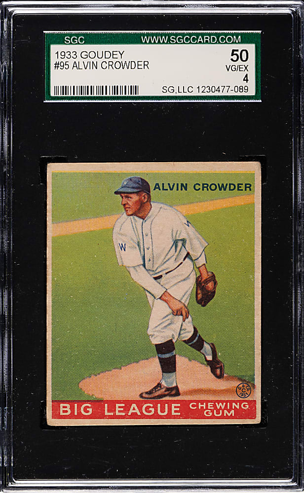 1933 R319 Goudey #95 Alvin Crowder SGC VG/EX 50