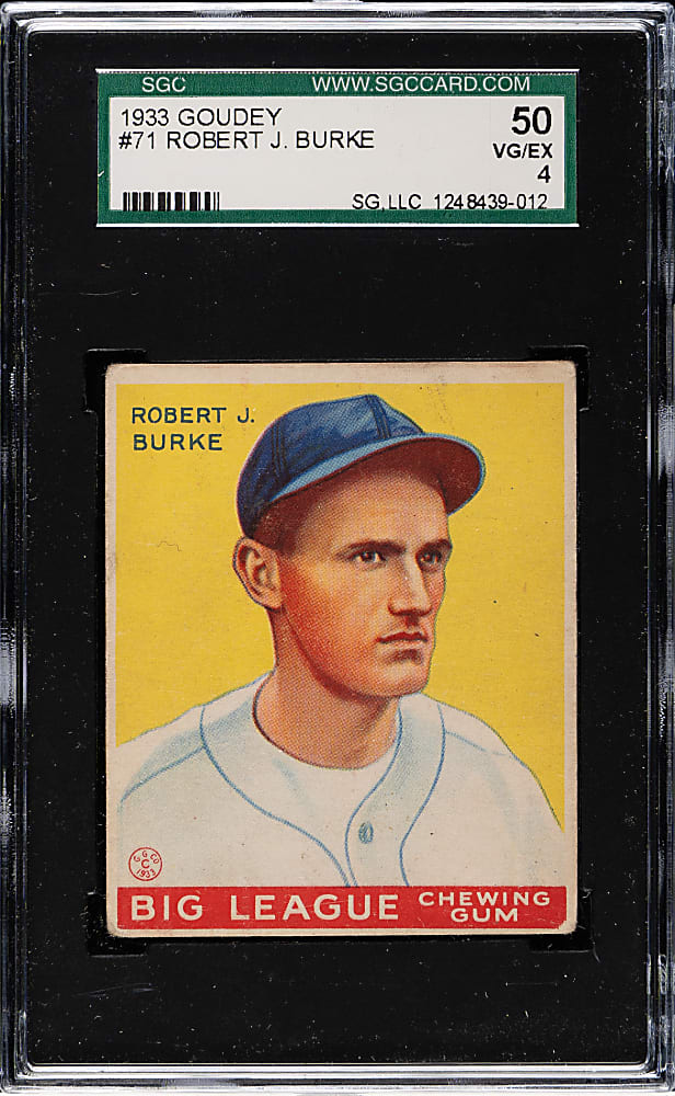 1933 R319 Goudey #71 Robert J. Burke SGC VG/EX 50