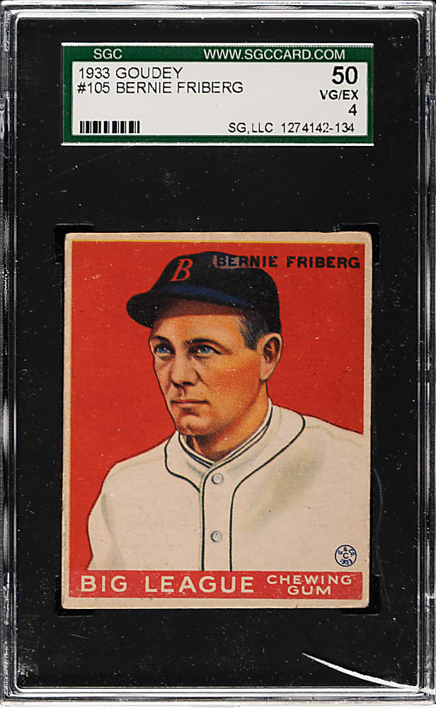 1933 R319 Goudey #105 Bernie Friberg SGC VG/EX 50
