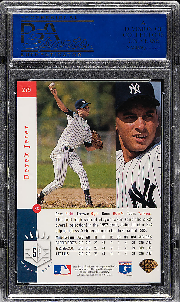 1993 Upper Deck SP Foil #279 Derek Jeter Rookie PSA NM-MT 8