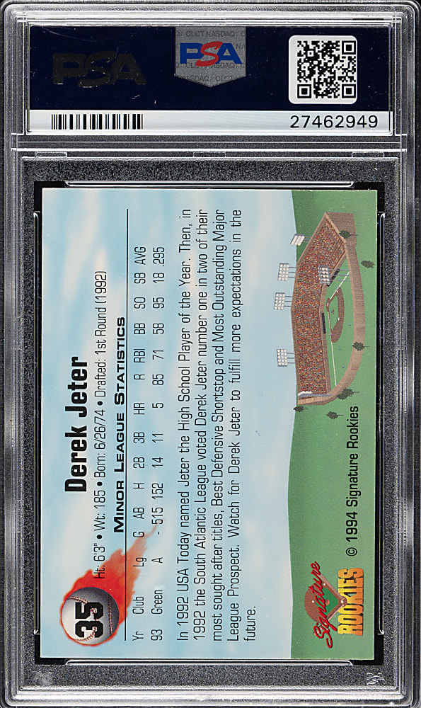 1994 Signature Rookies Autograph #35 Derek Jeter #3,189/8,650 PSA EX 5 with NM-MT 8 Signature