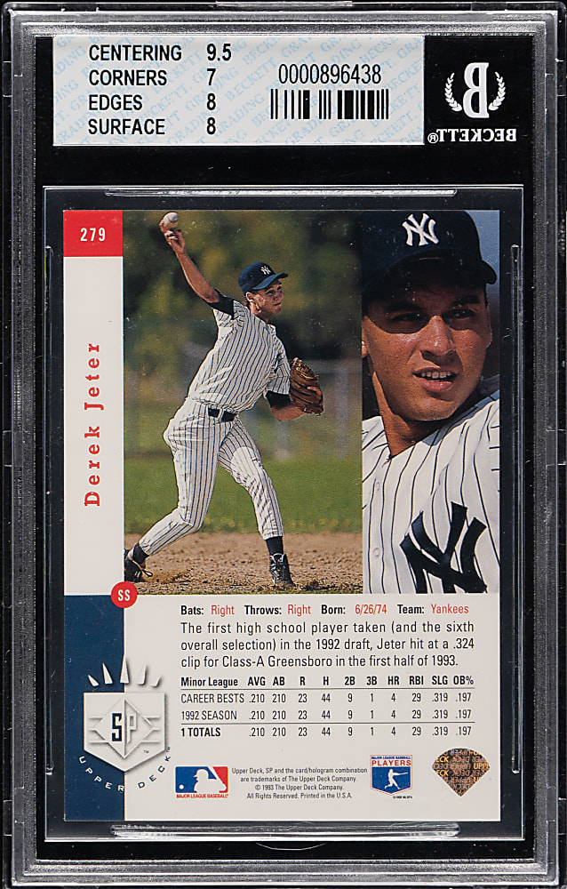 1993 Upper Deck SP Foil #279 Derek Jeter Rookie BGS NM+ 7.5