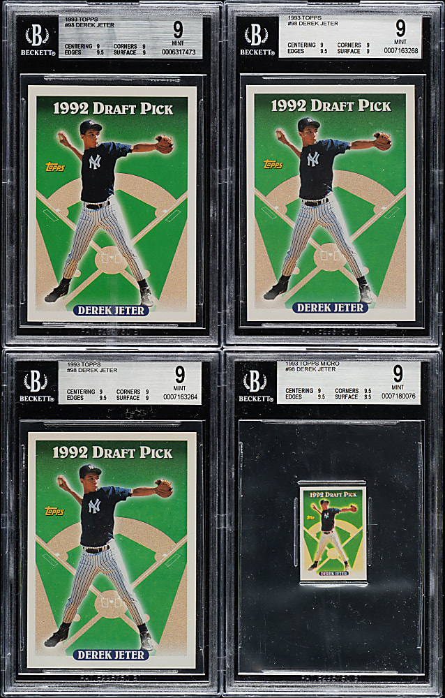 1993 Topps #98 Derek Jeter Rookie BGS MINT 9 Collection (4)