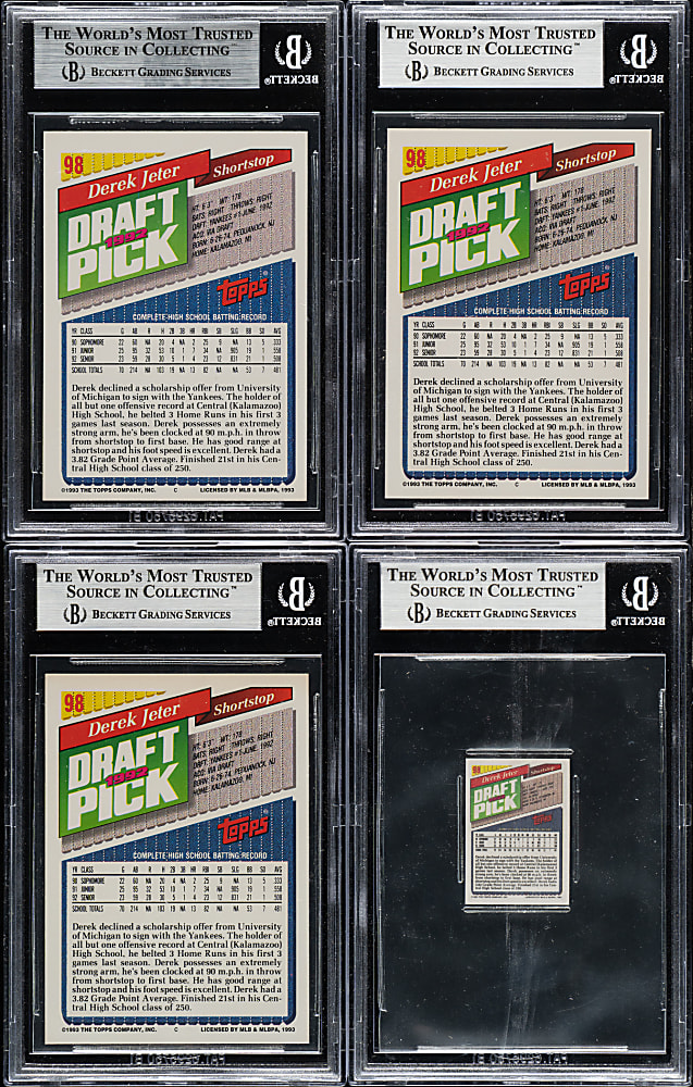 1993 Topps #98 Derek Jeter Rookie BGS MINT 9 Collection (4)