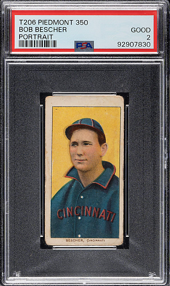1909-1911 T206 White Border Bob Bescher Portrait PSA GOOD 2