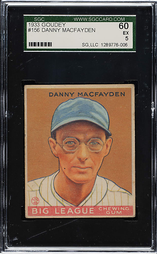 1933 R319 Goudey #156 Danny MacFayden SGC EX 60
