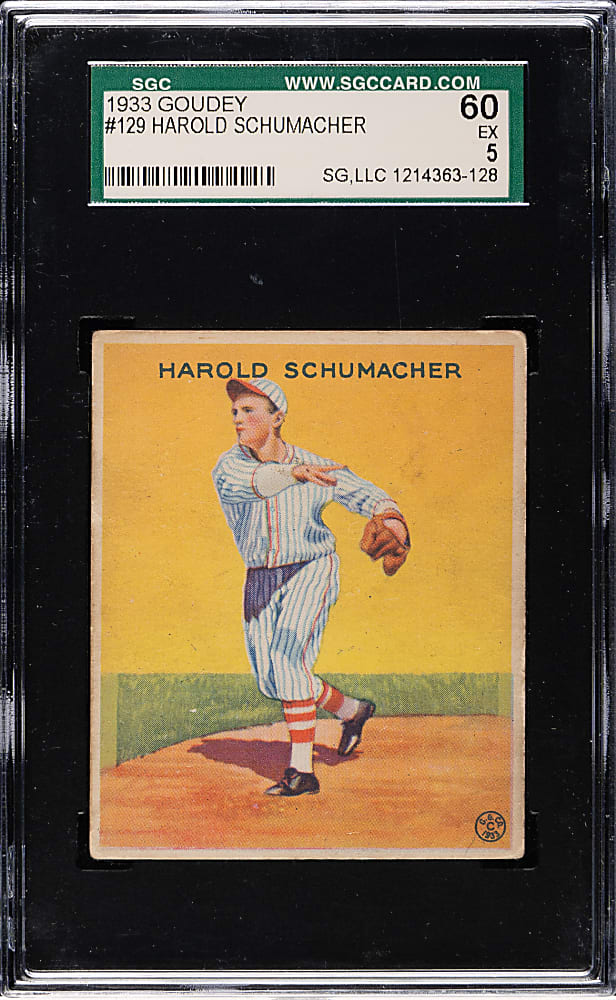 1933 R319 Goudey #129 Harold Schumacher SGC EX 60