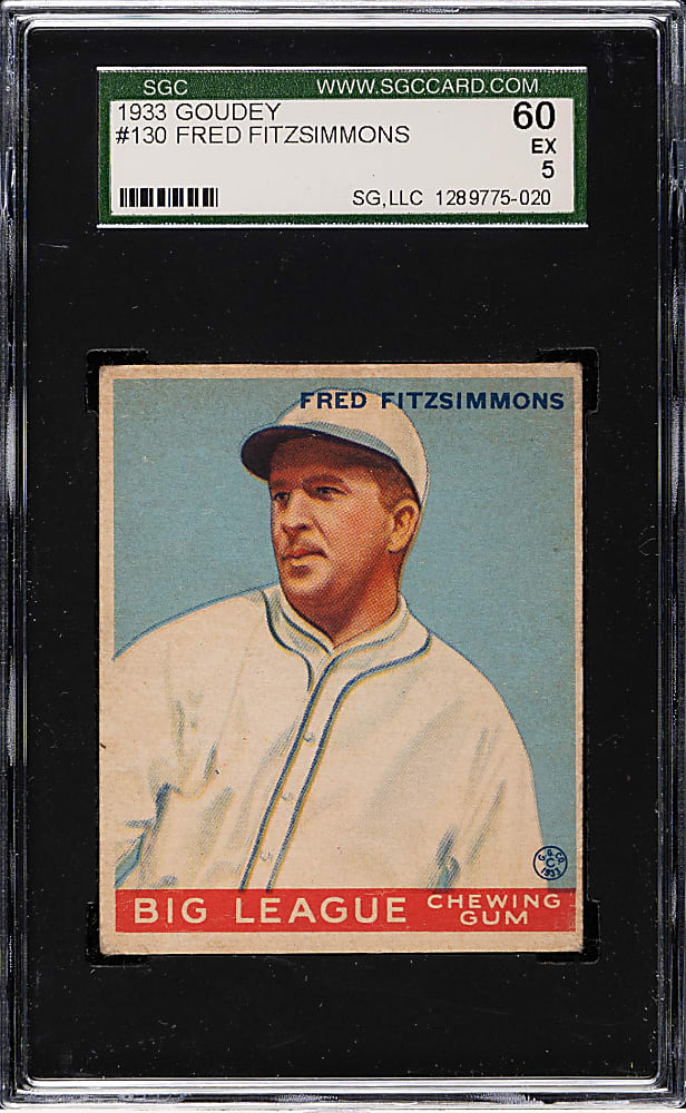 1933 R319 Goudey #130 Fred Fitzsimmons SGC EX 60
