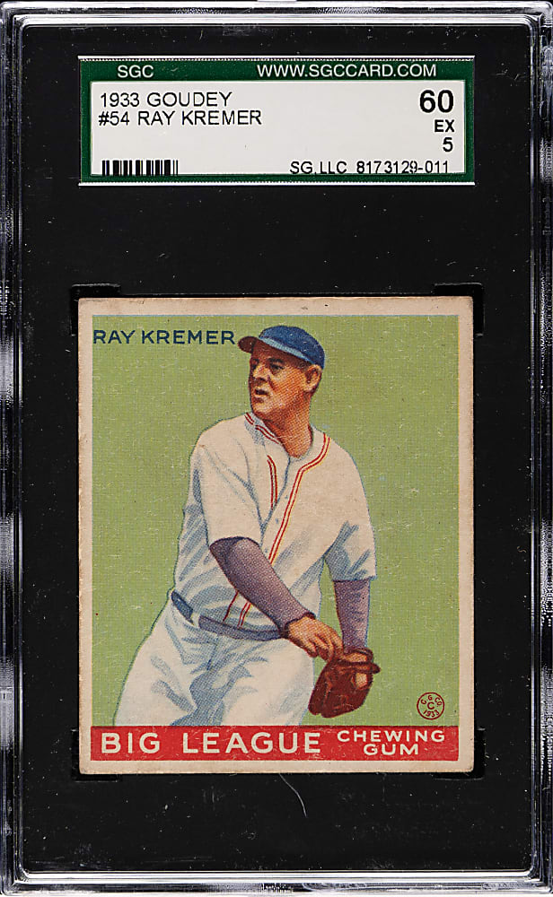 1933 R319 Goudey #54 Ray Kremer SGC EX 60