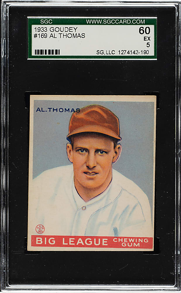 1933 R319 Goudey #169 Al Thomas SGC EX 60