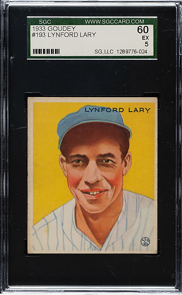 1933 R319 Goudey #193 Lynford Lary SGC EX 60