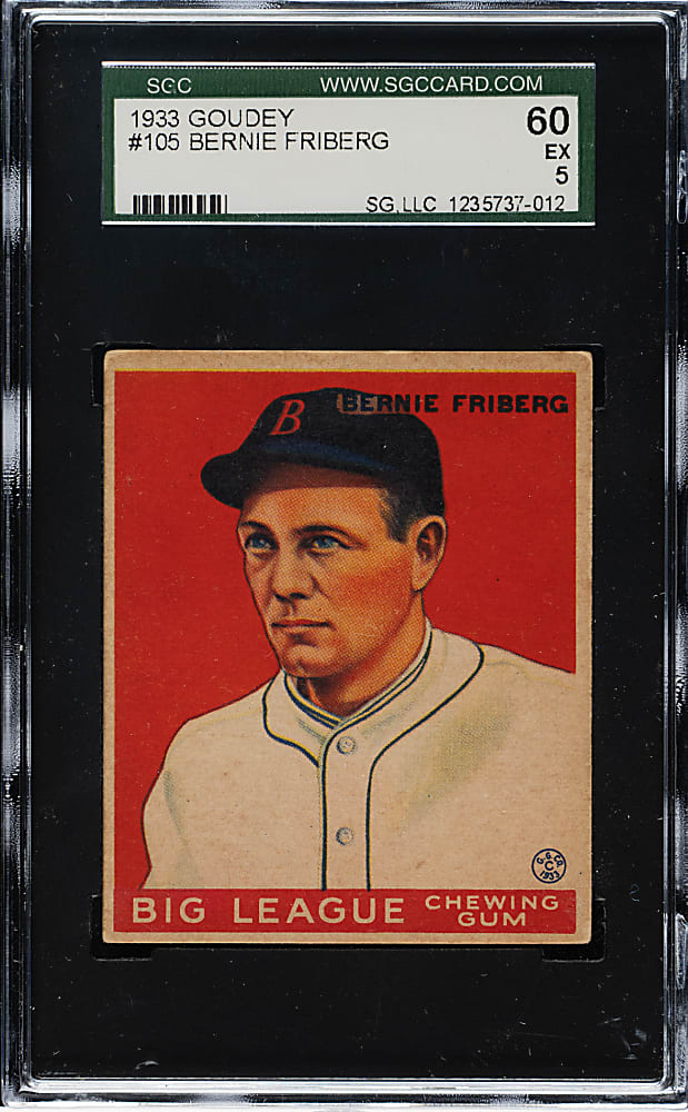 1933 R319 Goudey #105 Bernie Friberg SGC EX 60