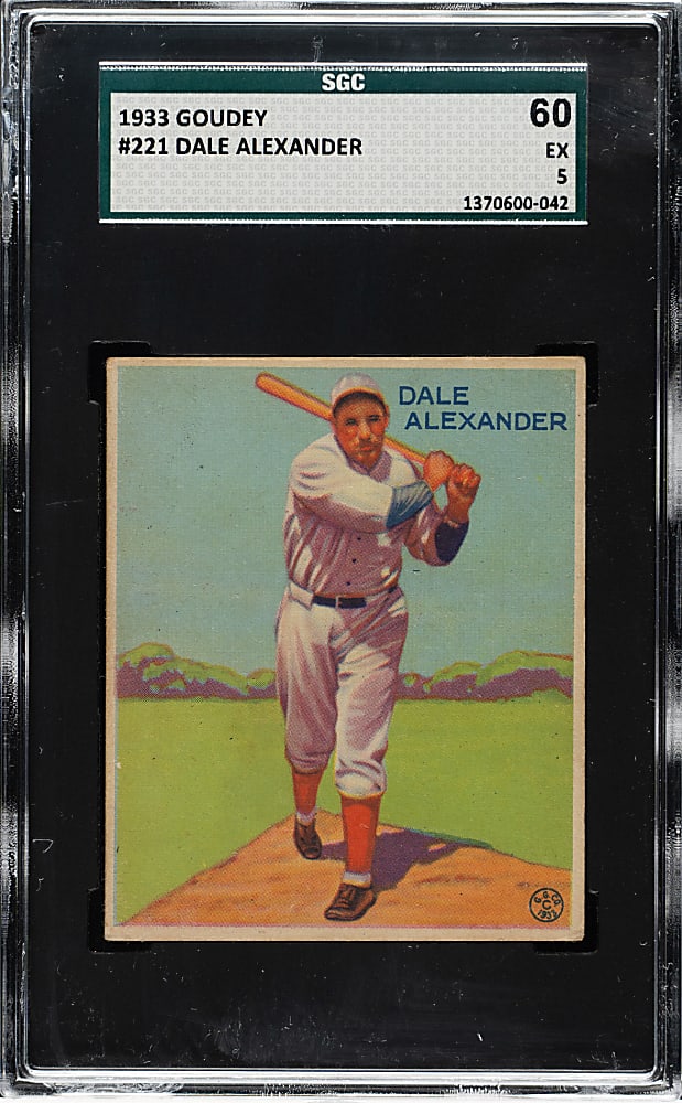 1933 R319 Goudey #221 Dale Alexander SGC EX 60