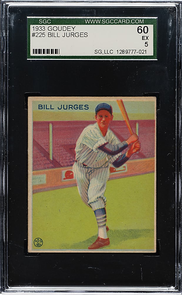 1933 R319 Goudey #225 Bill Jurges SGC EX 60