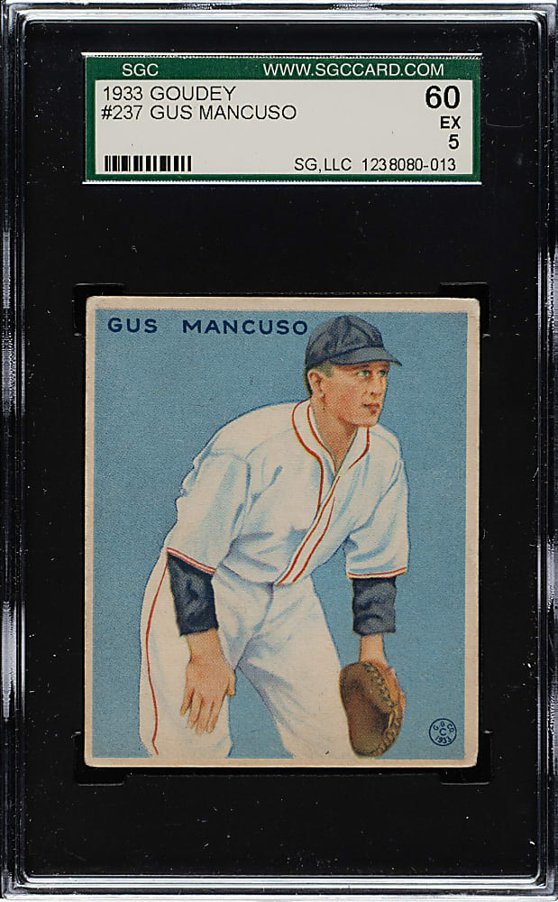 1933 R319 Goudey #237 Gus Mancuso SGC EX 60