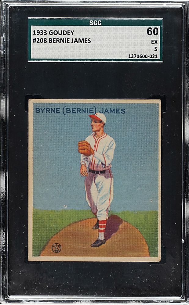 1933 R319 Goudey #208 Bernie James SGC EX 60