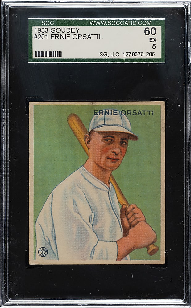 1933 R319 Goudey #201 Ernie Orsatti SGC EX 60
