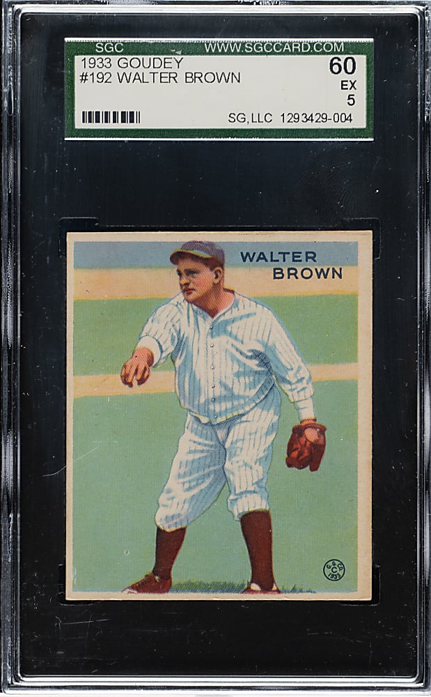 1933 R319 Goudey #192 Walter Brown SGC EX 60