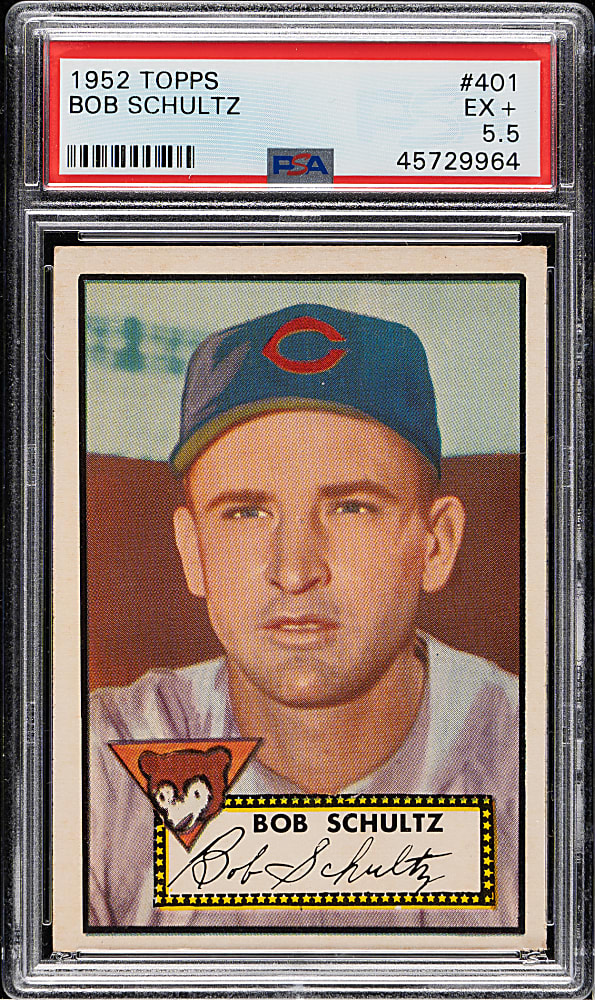 1952 Topps #401 Bob Schultz High Number PSA EX+ 5.5