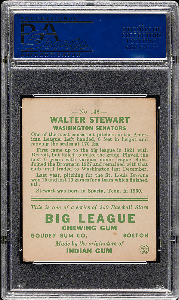 1933 R319 Goudey #146 Walter Stewart PSA EX 5