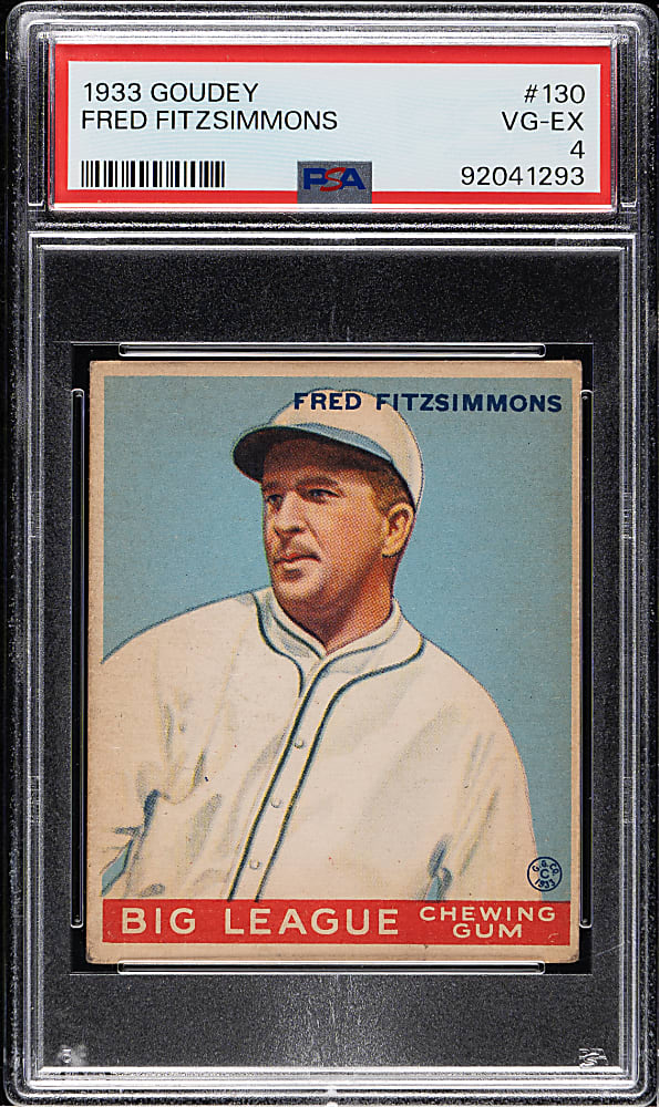 1933 R319 Goudey #130 Fred Fitzsimmons PSA VG-EX 4
