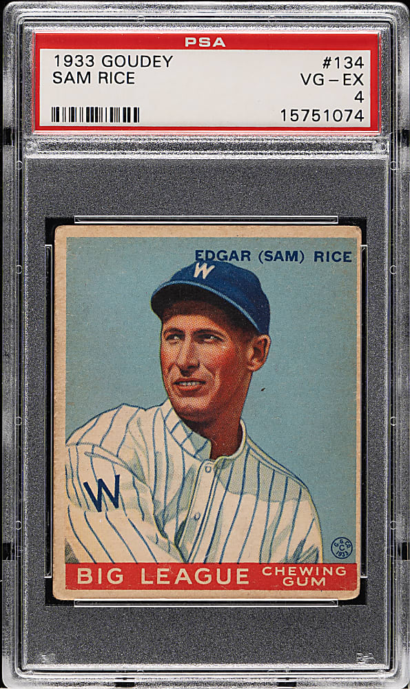 1933 R319 Goudey #134 Sam Rice PSA VG-EX 4