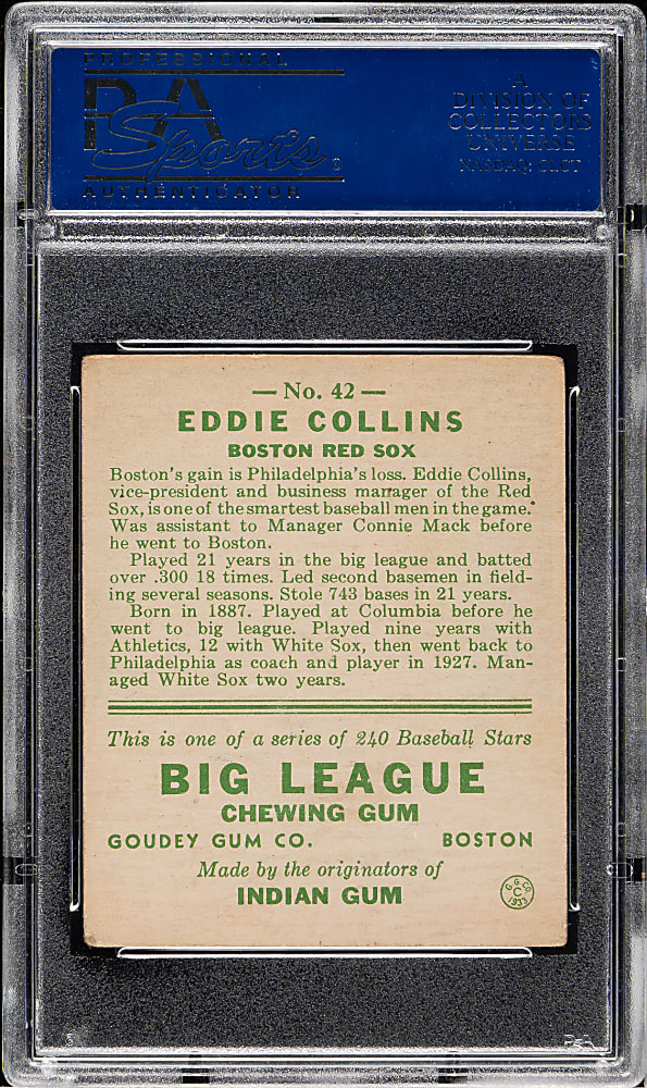 1933 R319 Goudey #42 Eddie Collins PSA VG-EX 4