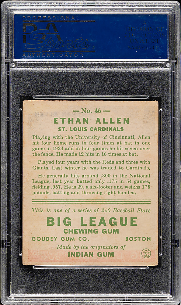 1933 R319 Goudey #46 Ethan Allen PSA VG-EX 4