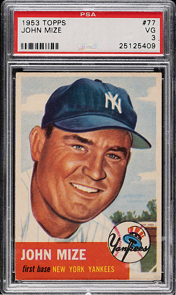 1953 Topps #77 Johnny Mize PSA VG 3